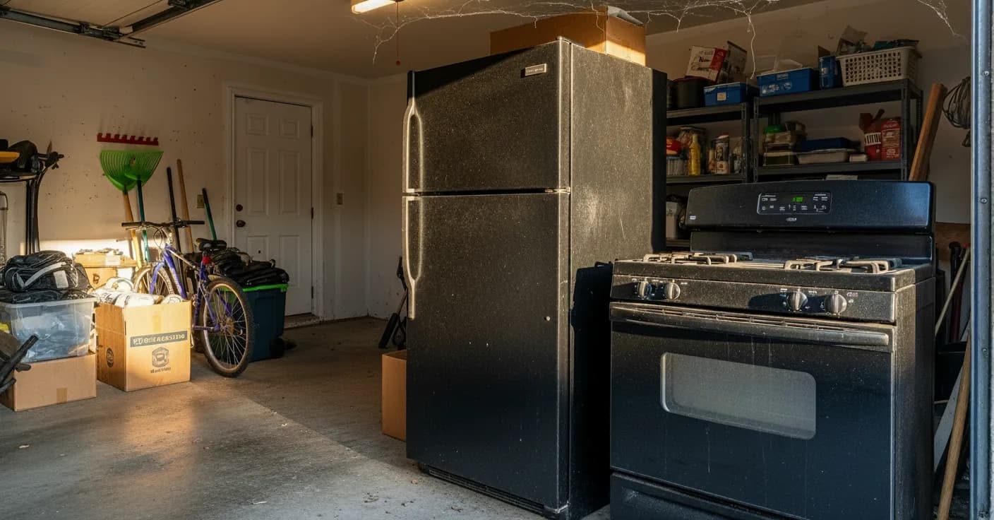 Before: Old refrigerator in a kitchen