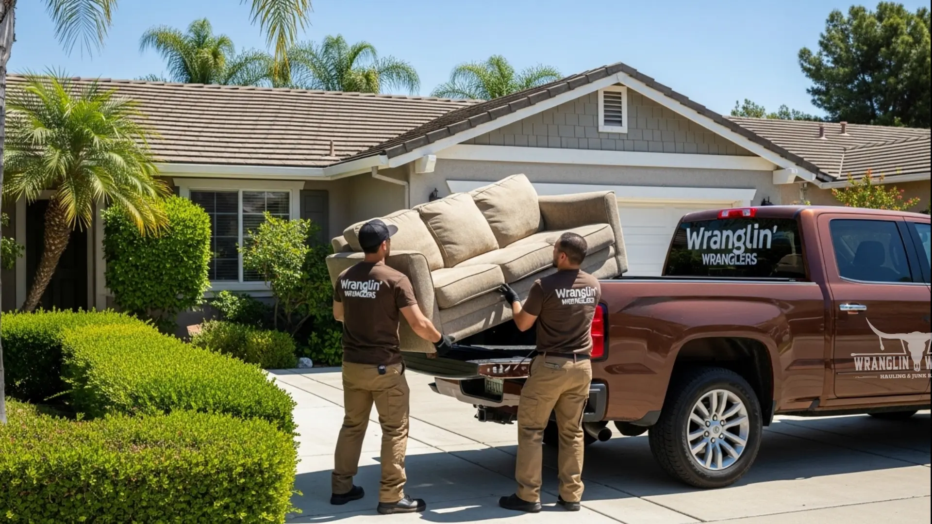 Old furniture on a curb for hauling