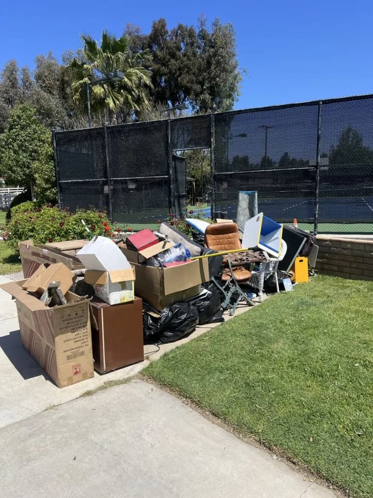 Pile of general junk in a backyard
